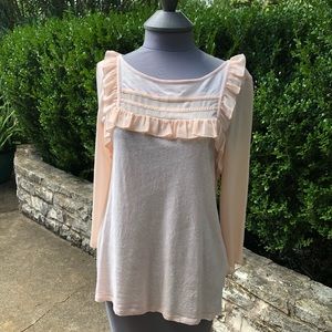 Feminine Blush linen cotton blend top